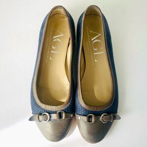 AGL Attilio Giusti Leombruni Ballet Flat Shoes Cap Toe Buckle Strap Accent EU 37